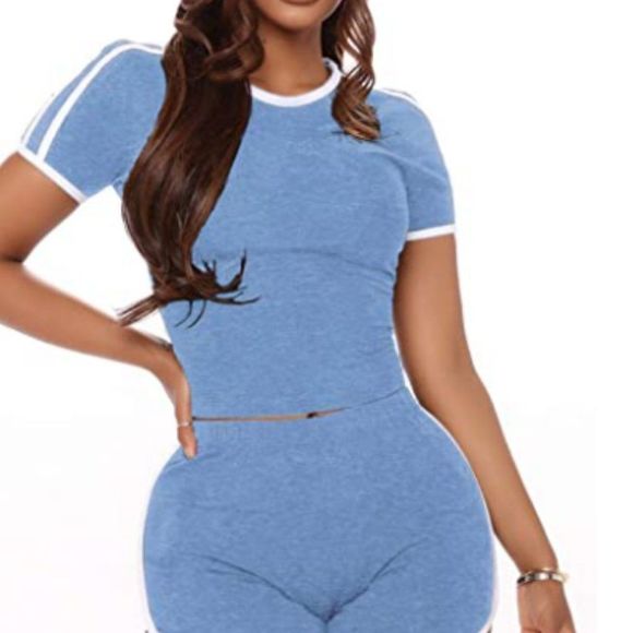 Two Piece Outfits for Women Sexy Crop Top And Shorts Sets - Picture 1 of 3